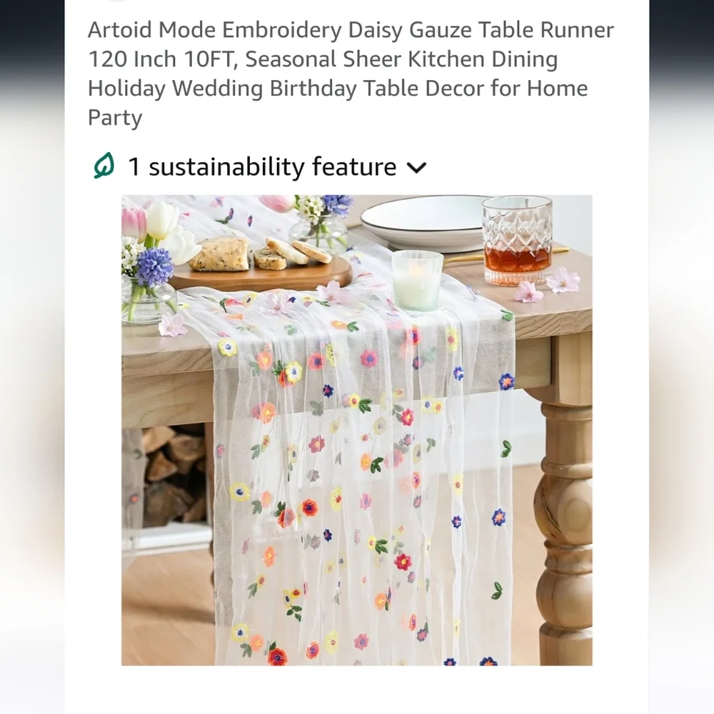 Embroidered Multicolored Flower Table Runners Or Veil